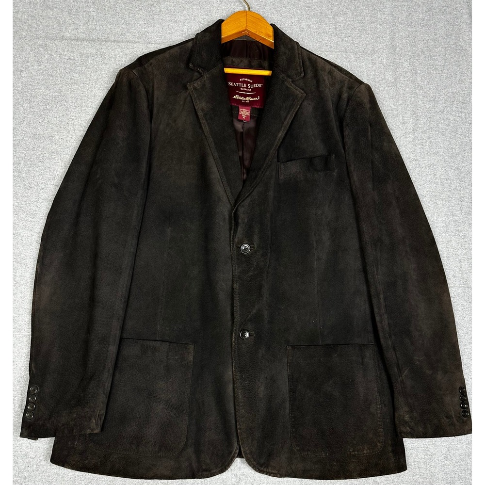 Vintage Eddie Bauer Suede Blazer XLT Tall Brown Seattle Suede Leather Sport Coat